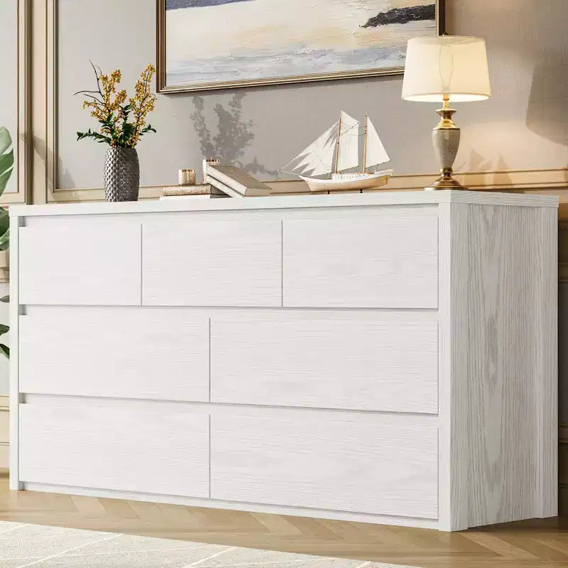 Grande commode moderne à 7 tiroirs pour chambre à coucher, grande commode en bois avec organisateur de rangement pour salon, couloir et entrée