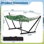 Hamac portable double avec support, hamac 2 personnes avec sac de transport, hamac portable avec barre d'écartement en bois dur, oreiller, cordes d'équilibrage inclus