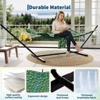 Hamac portable double avec support, hamac 2 personnes avec sac de transport, hamac portable avec barre d'écartement en bois dur, oreiller, cordes d'équilibrage inclus