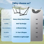 Hamac portable double avec support, hamac 2 personnes avec sac de transport, hamac portable avec barre d'écartement en bois dur, oreiller, cordes d'équilibrage inclus