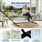 Hamac portable double avec support, hamac 2 personnes avec sac de transport, hamac portable avec barre d'écartement en bois dur, oreiller, cordes d'équilibrage inclus
