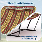 Hamac portable double avec support, hamac 2 personnes avec sac de transport, hamac portable avec barre d'écartement en bois dur, oreiller, cordes d'équilibrage inclus