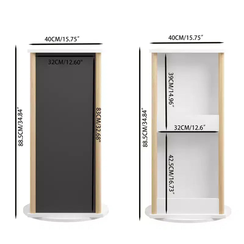 360 Rotating Kids Bookshelf with Chalkboard, 3-Tier Wooden Revolving Bookcase and Toy Storage Organizer for Nursery & Playroom