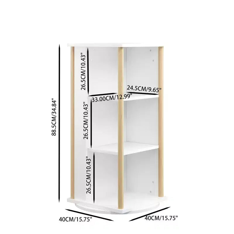 360 Rotating Kids Bookshelf with Chalkboard, 3-Tier Wooden Revolving Bookcase and Toy Storage Organizer for Nursery & Playroom