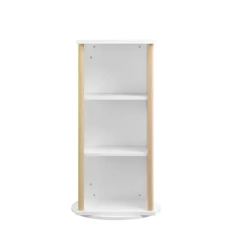 360 Rotating Kids Bookshelf with Chalkboard, 3-Tier Wooden Revolving Bookcase and Toy Storage Organizer for Nursery & Playroom