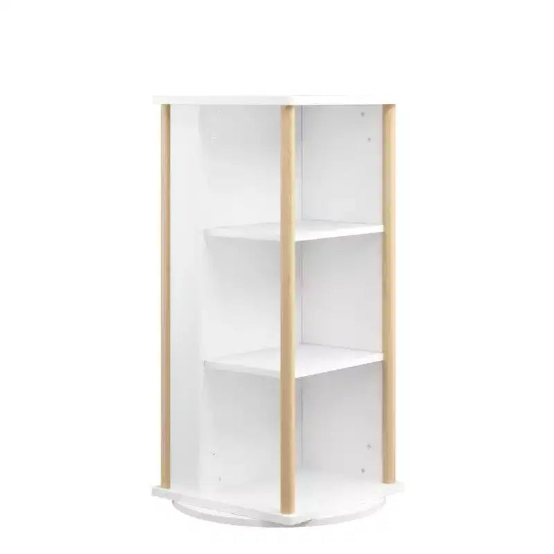 360 Rotating Kids Bookshelf with Chalkboard, 3-Tier Wooden Revolving Bookcase and Toy Storage Organizer for Nursery & Playroom