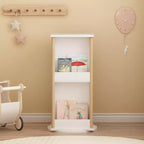 360 Rotating Kids Bookshelf with Chalkboard, 3-Tier Wooden Revolving Bookcase and Toy Storage Organizer for Nursery & Playroom
