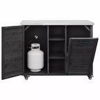FAMYYT 78.3-Inch Outdoor Kitchen Island with Stainless Steel Countertop, Foldable BBQ Station, and Storage Cabinets, Black