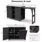FAMYYT 78.3-Inch Outdoor Kitchen Island with Stainless Steel Countertop, Foldable BBQ Station, and Storage Cabinets, Black