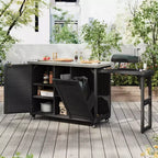 FAMYYT 78.3-Inch Outdoor Kitchen Island with Stainless Steel Countertop, Foldable BBQ Station, and Storage Cabinets, Black