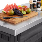 FAMYYT 78.3-Inch Outdoor Kitchen Island with Stainless Steel Countertop, Foldable BBQ Station, and Storage Cabinets, Black