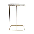 Table d'appoint, guéridon ou table de chevet - Table de chevet métallique en forme de C avec plateau en agate, parfaite pour les grands ou petits espaces