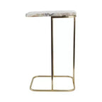 Table d'appoint, guéridon ou table de chevet - Table de chevet métallique en forme de C avec plateau en agate, parfaite pour les grands ou petits espaces
