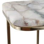 Table d'appoint, guéridon ou table de chevet - Table de chevet métallique en forme de C avec plateau en agate, parfaite pour les grands ou petits espaces
