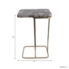 Table d'appoint, guéridon ou table de chevet - Table de chevet métallique en forme de C avec plateau en agate, parfaite pour les grands ou petits espaces