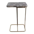 Table d'appoint, guéridon ou table de chevet - Table de chevet métallique en forme de C avec plateau en agate, parfaite pour les grands ou petits espaces