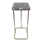 Table d'appoint, guéridon ou table de chevet - Table de chevet métallique en forme de C avec plateau en agate, parfaite pour les grands ou petits espaces