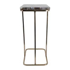 Table d'appoint, guéridon ou table de chevet - Table de chevet métallique en forme de C avec plateau en agate, parfaite pour les grands ou petits espaces