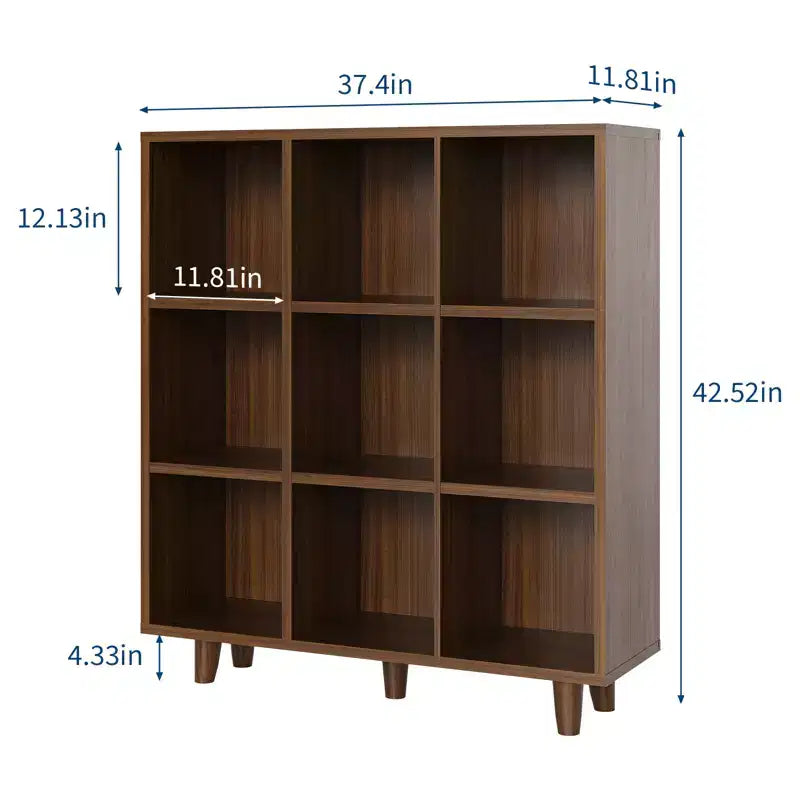 Organiseur de bibliothèque moderne à 9 cubes, étagère ouverte en bois, étagère de rangement autoportante, design peu encombrant, pour la maison, le salon, la chambre