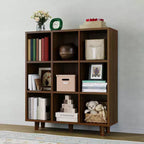 Organiseur de bibliothèque moderne à 9 cubes, étagère ouverte en bois, étagère de rangement autoportante, design peu encombrant, pour la maison, le salon, la chambre