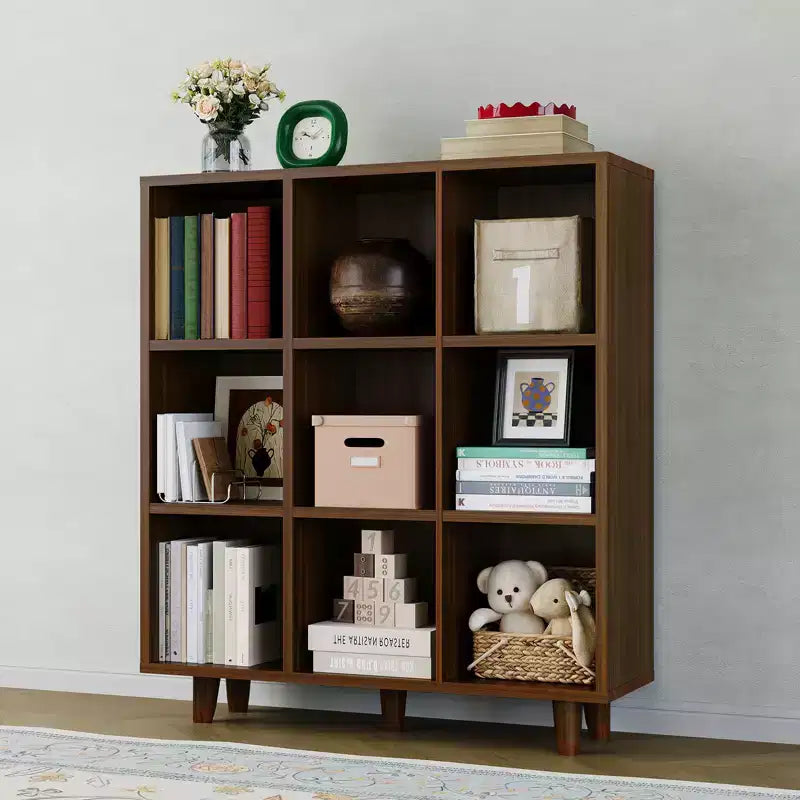 Organiseur de bibliothèque moderne à 9 cubes, étagère ouverte en bois, étagère de rangement autoportante, design peu encombrant, pour la maison, le salon, la chambre