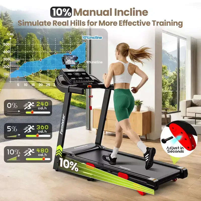 Offre Flash Tapis Roulant - Tapis roulant pliable 3,75 CV avec haut-parleur, deux modes de contrôle : Console et Application, grand écran, 105 programmes, 14,5 km/h, Noir