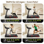 Treadmills for Home with Dual Brushless 3.5 HP Motorized, Folding Treadmill with 6% Manual Incline, 9MPH, 350 lb Capacity, 17 Wide Belt