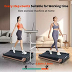Tapis de marche portable inclinable 8 positions pour sous-bureau avec moteur de 2,55 CV, capacité de 100 kg, écran LED, design peu encombrant pour le bureau à domicile