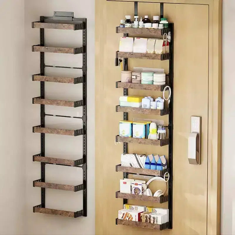Door Organiser 8 Levels, Hanging Shelf with Adjustable Metal Baskets, No Drilling, for Kitchen/Bathroom/Wall