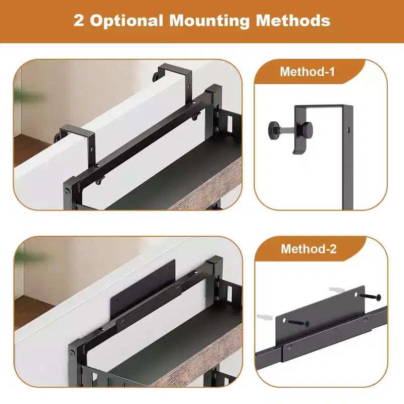 Rangement de porte à 8 niveaux, Étagère suspendue avec paniers métalliques ajustables, Sans perçage, pour cuisine/salle de bain/mur