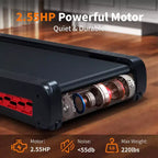 Tapis de course compact à 7 inclinaisons, tapis de marche sous le bureau avec moteur de 2,55 CV, capacité de 100 kg, écran LED, support vertical, gain de place pour un usage à domicile ou au bureau