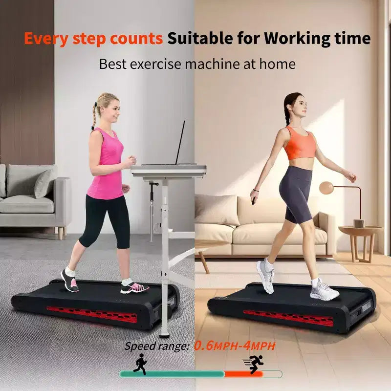 Tapis de course compact à 7 inclinaisons, tapis de marche sous le bureau avec moteur de 2,55 CV, capacité de 100 kg, écran LED, support vertical, gain de place pour un usage à domicile ou au bureau