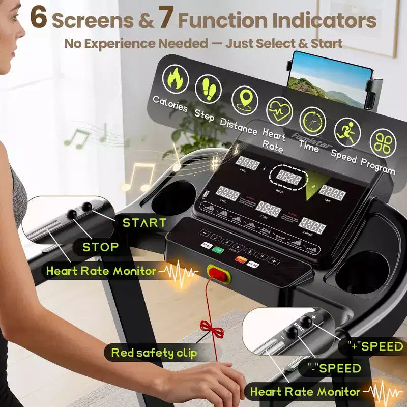 Treadmill on Sale - 3.75HP Foldable Treadmill for Home, 10% Incline, App Control, Compact for Small Spaces, 330 lbs Capacity, Walking Jogging Running