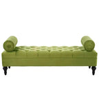 Whisen End of Bed Bench, Velvet Upholstered Tufted Bench Bedroom Bench Ottoman Footstool, Entryway Closet Bench with 2 Detachable Pillows
