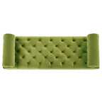 Whisen End of Bed Bench, Velvet Upholstered Tufted Bench Bedroom Bench Ottoman Footstool, Entryway Closet Bench with 2 Detachable Pillows