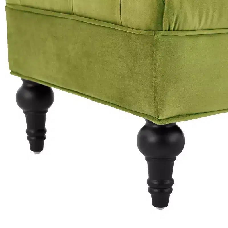 Whisen End of Bed Bench, Velvet Upholstered Tufted Bench Bedroom Bench Ottoman Footstool, Entryway Closet Bench with 2 Detachable Pillows