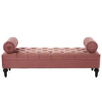 Whisen End of Bed Bench, Velvet Upholstered Tufted Bench Bedroom Bench Ottoman Footstool, Entryway Closet Bench with 2 Detachable Pillows