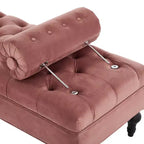 Whisen End of Bed Bench, Velvet Upholstered Tufted Bench Bedroom Bench Ottoman Footstool, Entryway Closet Bench with 2 Detachable Pillows