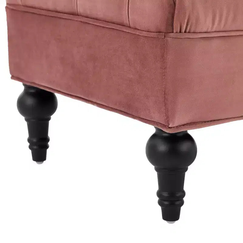 Whisen End of Bed Bench, Velvet Upholstered Tufted Bench Bedroom Bench Ottoman Footstool, Entryway Closet Bench with 2 Detachable Pillows