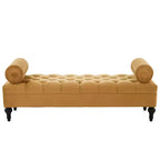 Whisen End of Bed Bench, Velvet Upholstered Tufted Bench Bedroom Bench Ottoman Footstool, Entryway Closet Bench with 2 Detachable Pillows