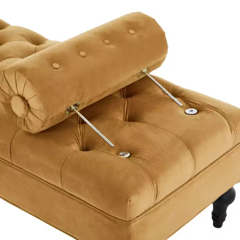 Whisen End of Bed Bench, Velvet Upholstered Tufted Bench Bedroom Bench Ottoman Footstool, Entryway Closet Bench with 2 Detachable Pillows