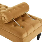 Whisen End of Bed Bench, Velvet Upholstered Tufted Bench Bedroom Bench Ottoman Footstool, Entryway Closet Bench with 2 Detachable Pillows