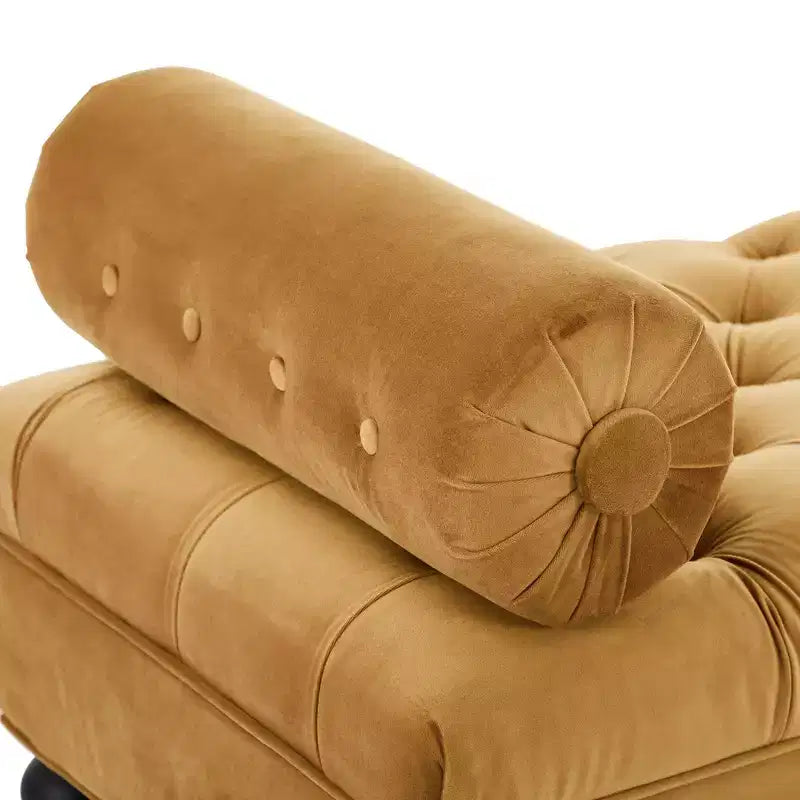 Whisen End of Bed Bench, Velvet Upholstered Tufted Bench Bedroom Bench Ottoman Footstool, Entryway Closet Bench with 2 Detachable Pillows