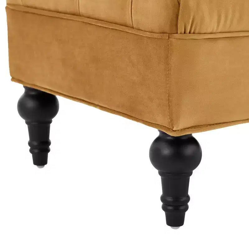 Whisen End of Bed Bench, Velvet Upholstered Tufted Bench Bedroom Bench Ottoman Footstool, Entryway Closet Bench with 2 Detachable Pillows
