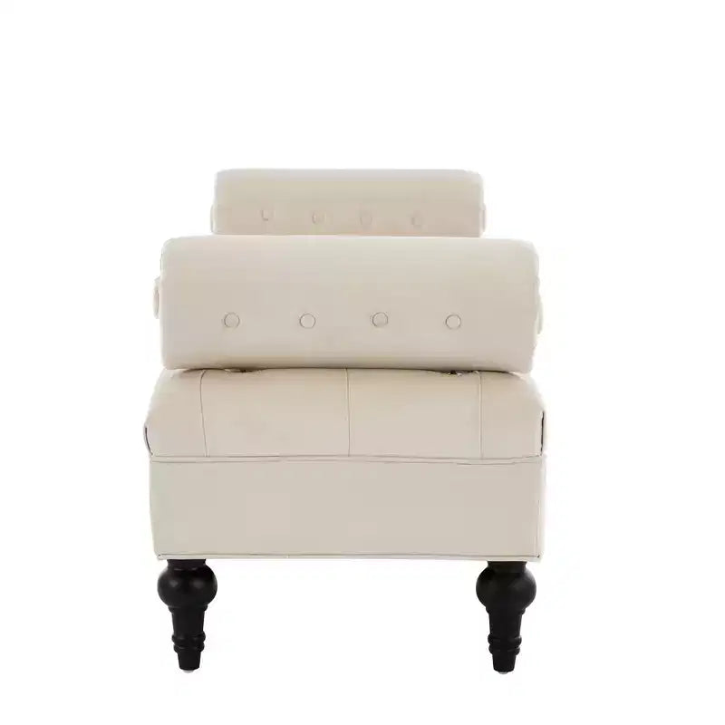 Whisen End of Bed Bench, Velvet Upholstered Tufted Bench Bedroom Bench Ottoman Footstool, Entryway Closet Bench with 2 Detachable Pillows