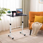 Mobile Standing Desk - Adjustable Height, Rolling Laptop Table with Wheels, Portable Workstation, Home Office Overbed Training Room