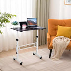 Mobile Standing Desk - Adjustable Height, Rolling Laptop Table with Wheels, Portable Workstation, Home Office Overbed Training Room