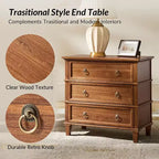 Table d'appoint Helena 28W en bois massif à 3 tiroirs, lot de 2 avec station de charge intégrée | HULALA HOME