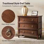 Table d'appoint Helena 28W en bois massif à 3 tiroirs, lot de 2 avec station de charge intégrée | HULALA HOME