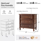 Table d'appoint Helena 28W en bois massif à 3 tiroirs, lot de 2 avec station de charge intégrée | HULALA HOME